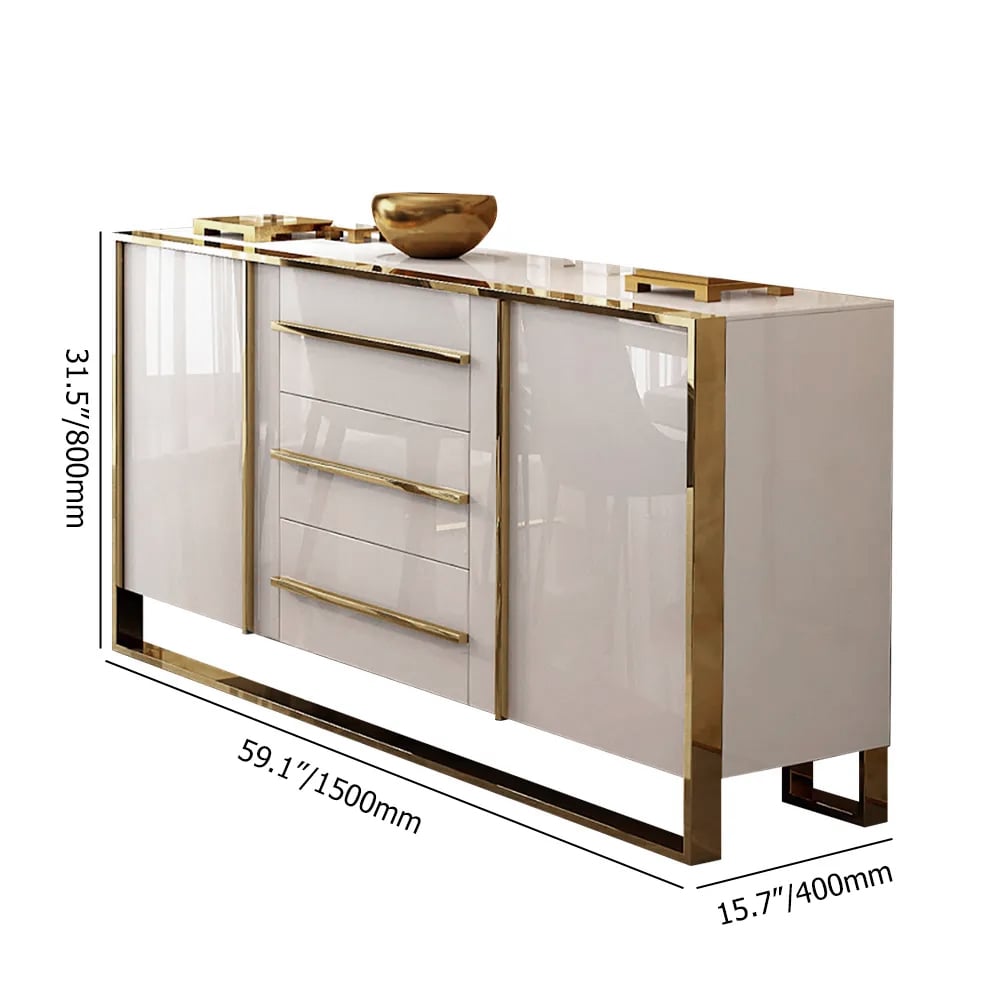 HMR Cylina Series 59.1" Modern Wood Buffet & Sideboard with 3 Drawers & 2 Doors - Black
