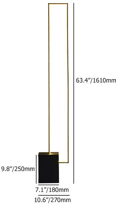 HMR - Metal LED Floor Lamp Rectangular Standing lamp with Black Base