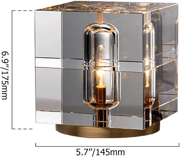 HMR - Postmodern Creative Square Crystal Glass Table Lamp 1 Light On / Off Switch