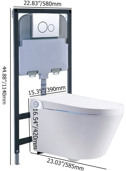 HMR Automatic Wall-Mounted Smart Bidet Toilet with In-Wall Tank - White