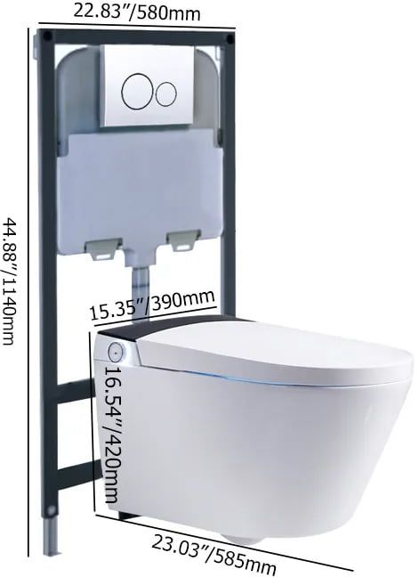 HMR Automatic Wall-Mounted Smart Bidet Toilet with In-Wall Tank - White & Black