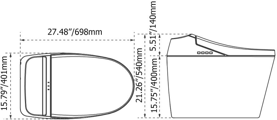 HMR Automatic Smart Bidet Toilet with Deodorizing Function 1.28 GPF - White & Rose Gold