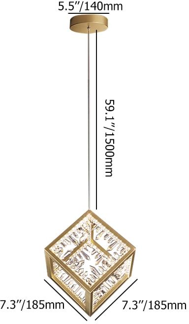 HMR - Gold Geometric Pendant Light with Crystal Accents LED 1-Light