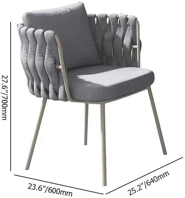 HMR - 2-Pieces Mid Century Modern Aluminum & Ropes Outdoor Patio Dining Chair Armchair Gray