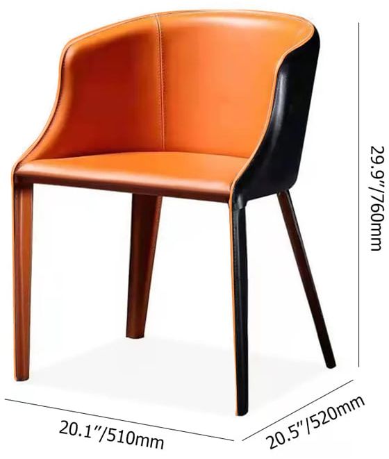 HMR - Modern Dining Chairs with Saddle Leather Upholstery Orange