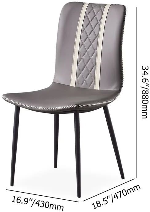 HMR - Set of 2 Modern Dining Chairs with PU Leather Upholstery Gray