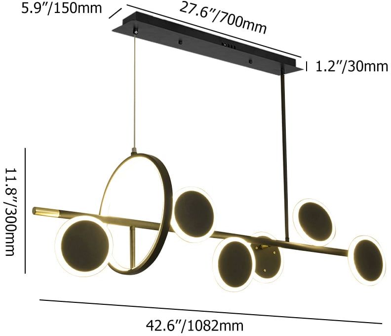 HMR - Minimalist Round Lamps Sputnik Kitchen Island Light in Black & Gold