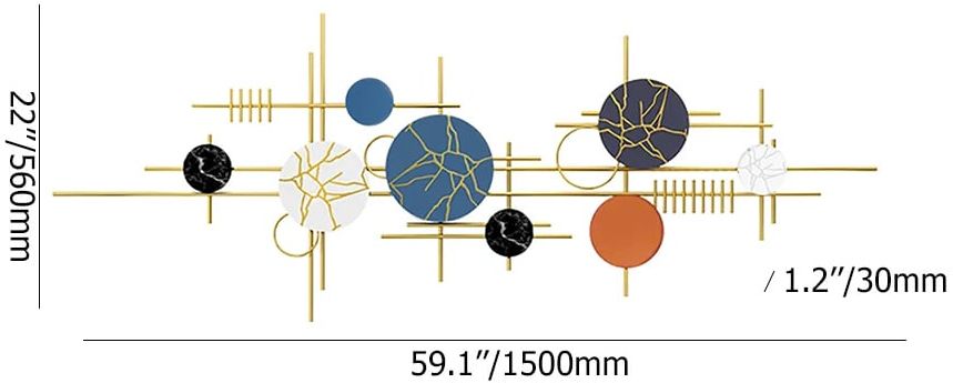 HMR - 59" Modern Geometric Metal Wall Decor in Multi-color Overlapping Wall Background Art