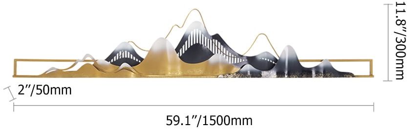 HMR - 2-Pieces Modern Mountain Novelty Metal Wall Decor Nature Art in Gold & Black