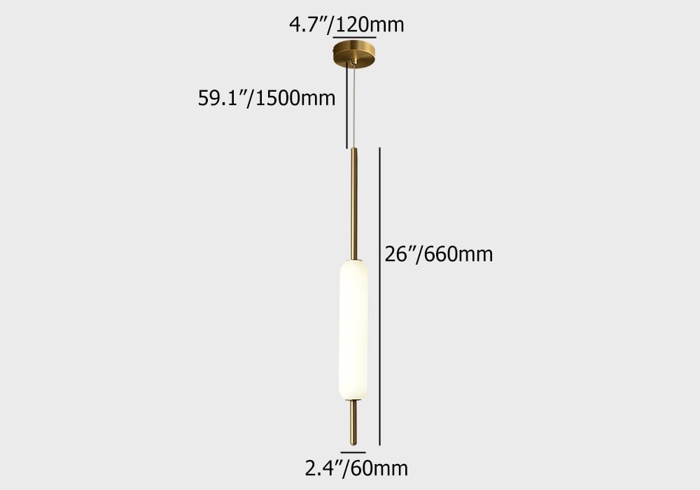 HMR - Minimalist White Pendant Light Fixture LED Single Hanging Light Brass Finish