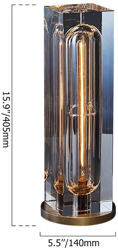 HMR - Postmodern 1-Light Crystal Table Lamp with On / Off Switch in Antique Brass
