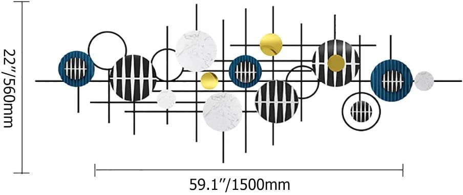 HMR - Gold & Black Modern Geometric Wall Accent Home 3D Wall Decor 59.1"W x 22"H Living Room
