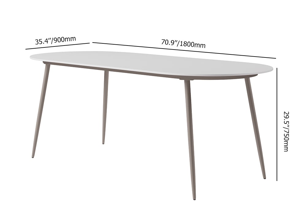 HMR Outdoor Faux Marble Top Dining Table Set with Rope Woven Armchairs - Gray & White, 70.9" (7-Pieces)