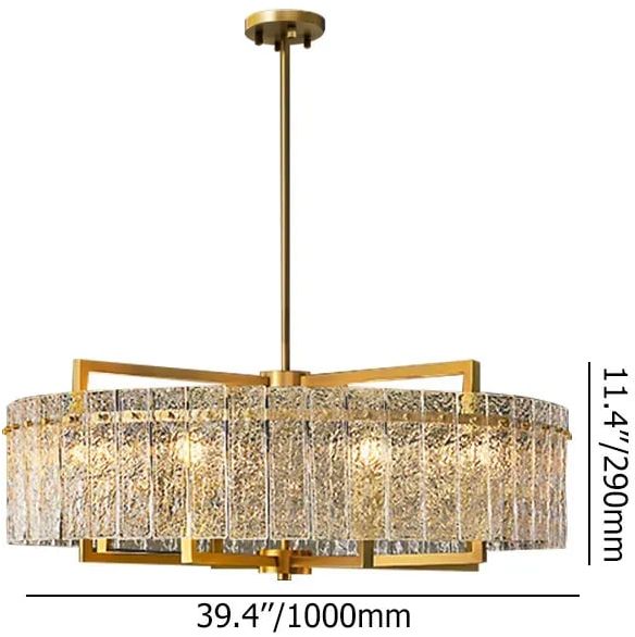 HMR Jewell Modern Brass Drum Chandelier with Adjustable Hanging Rod - 10-Light