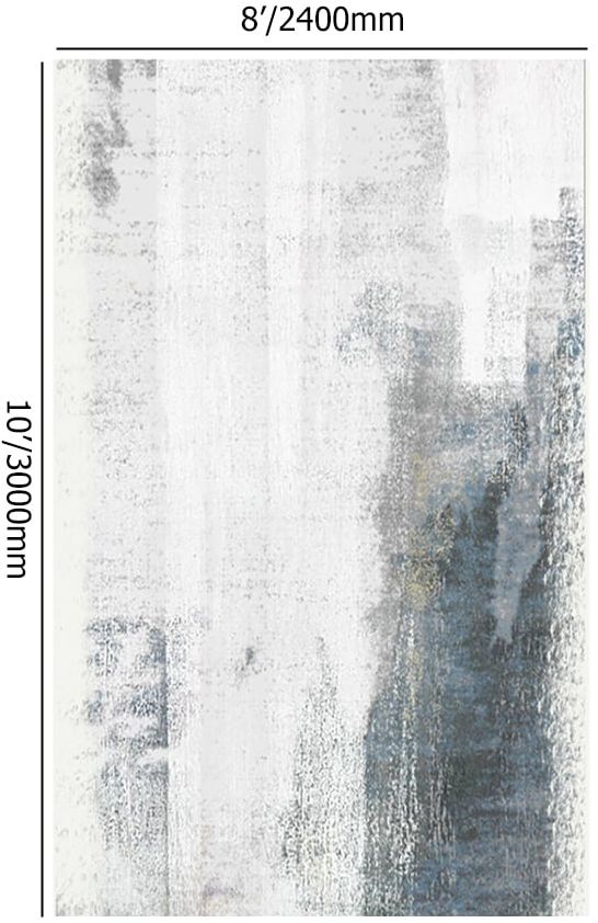 HMR Modern Ink Painting Gray & Ink Blue Rectangle Area Rug - 8' x 10'