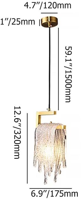 HMR - Modern Gold Pendant Light 1-Light Handmade Glass Waterfall for Bedroom and Living Room