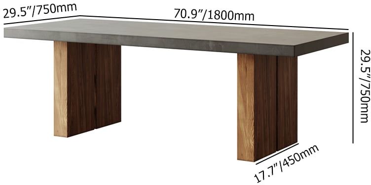 HMR Upoak Series Farmhouse Rectangle Wood Dining Table - Natural, 70.9"L x 29.5"W x 29.5"H