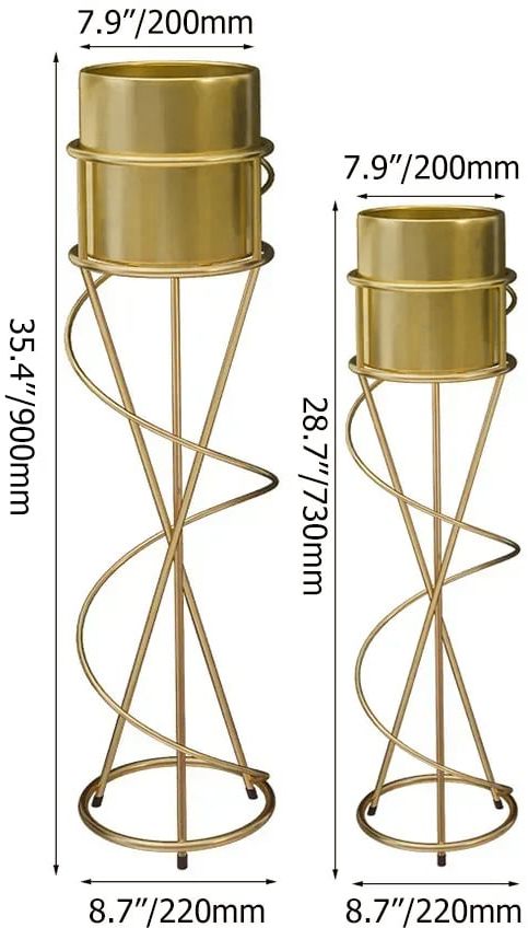 HMR Nordic Round Metal 35" Plant Stand - Gold