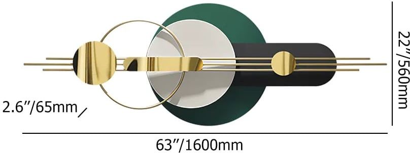 HMR - 63"Modern Metal Wall Decor for Living Room Bedroom Geometric Wall Art in Gold & Green