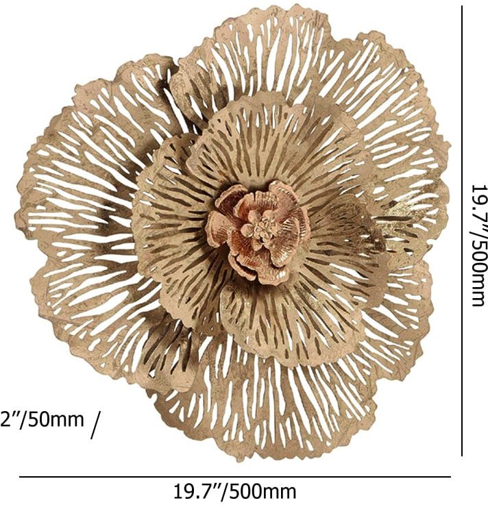 HMR - Modern Hollow-Out Peony Flower Gold Pendant Sofa Background Metal Wall Decor