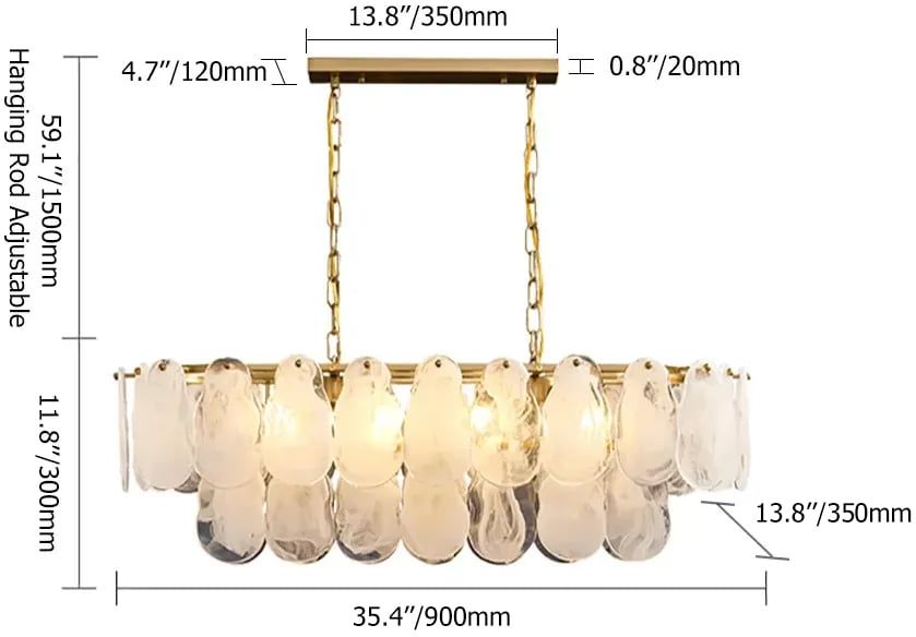 HMR - Cloude Modern Multi-Tier Cloud Glass Pendant Light Kitchen Island Light Adjustable Chain