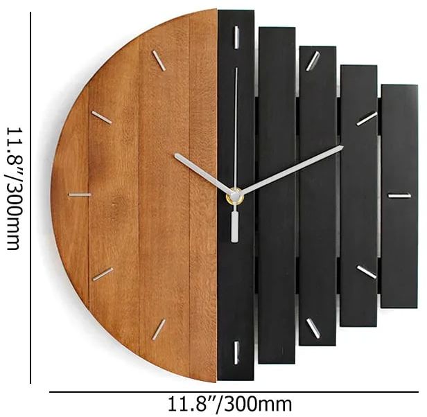 HMR - Abstract Wall Clock Hanging Artistic Decor in Natural Wood