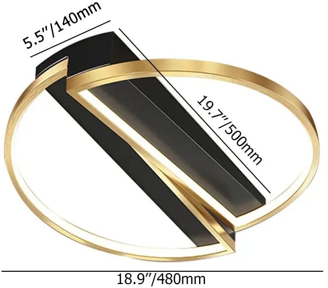 HMR - Modern LED Geometric Flush Mount Light in Gold & Black