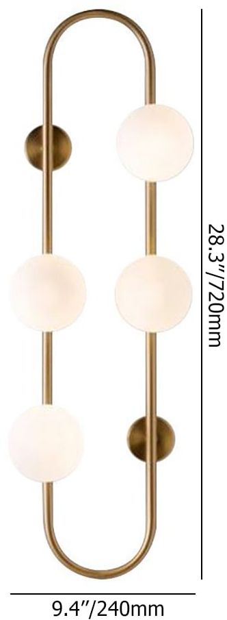 HMR - Globe Wall Sconce White Glass 4-Light Wall Lighting Gold Oblong Hanging Rod