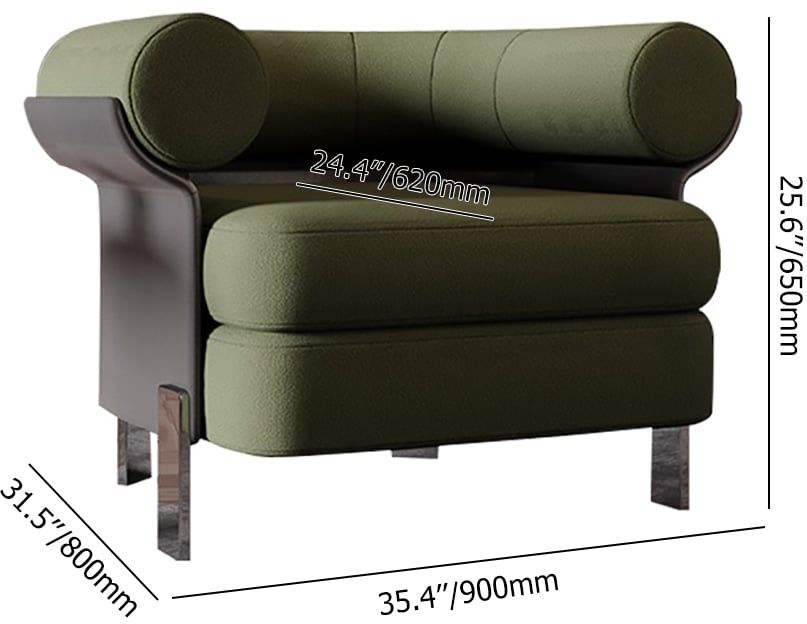 HMR - Modern Green Boucle Upholstered Accent Chair with Round Back