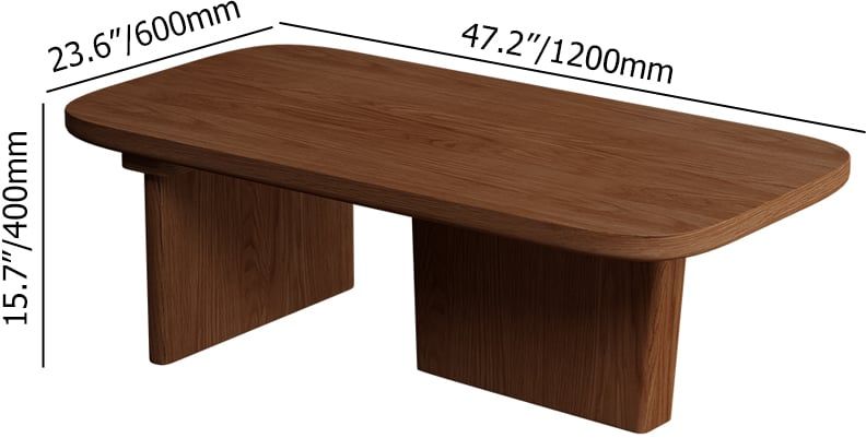 HMR Rectangular Coffee Table with Abstract Base - Walnut