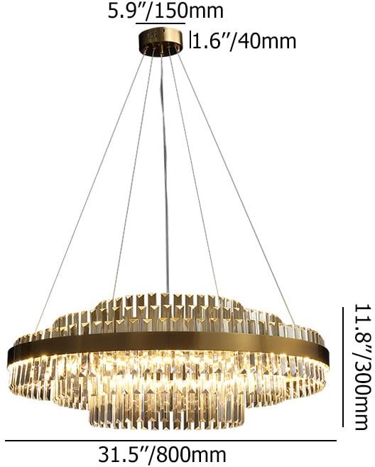 HMR - Fixedo Modern Tiered Crystal LED Chandelier in Brass Pendant Light