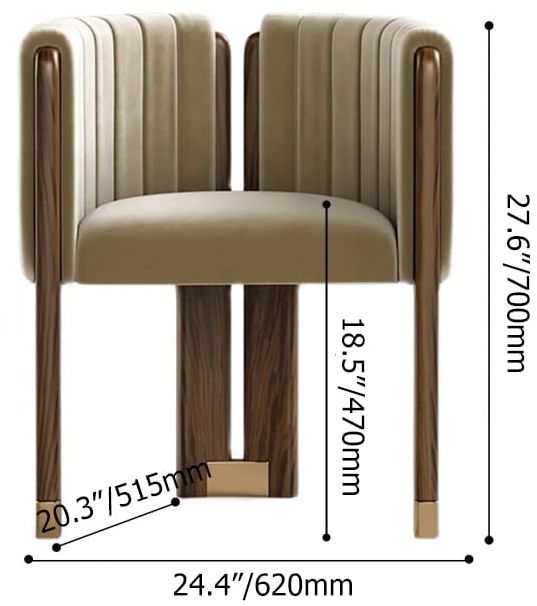 HMR Velvet Fluted Upholstered Accent Chair with Wood Frame - Camel