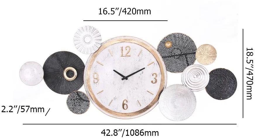 HMR - Modern Mute Metal Wall Clock with Distressed Multiple Round Shape