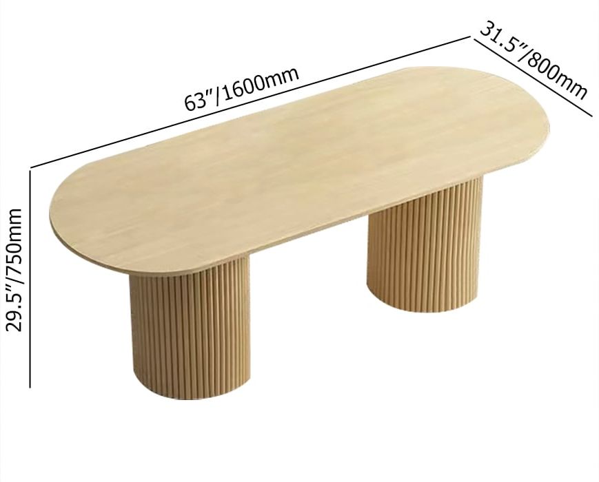 HMR Japandi Style Oval Wood Dining Table - Natural, 63" (Seats 4-6 People)