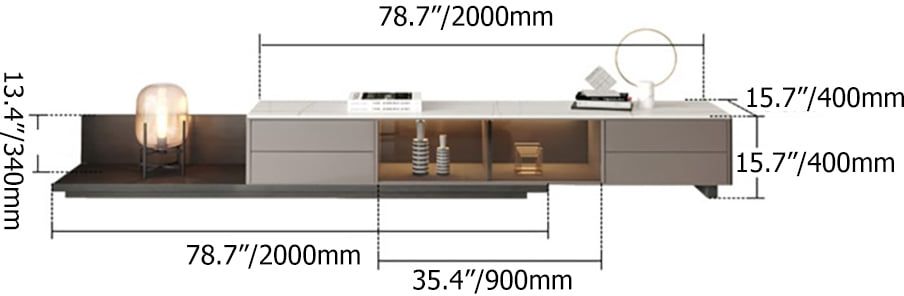 HMR - Italian Style Retractable TV Stand with 4 Drawers & LED Light for TV Up to 120 Inch
