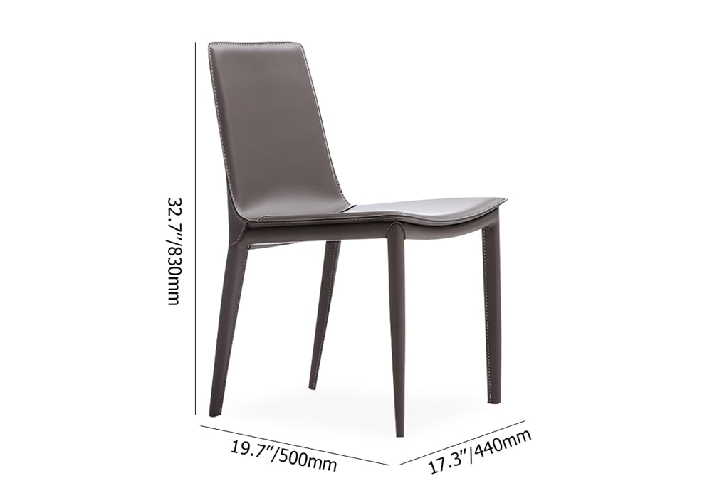 HMR Modern Dining Chairs with Faux Saddle Leather Upholstery (Set of 2) - Gray
