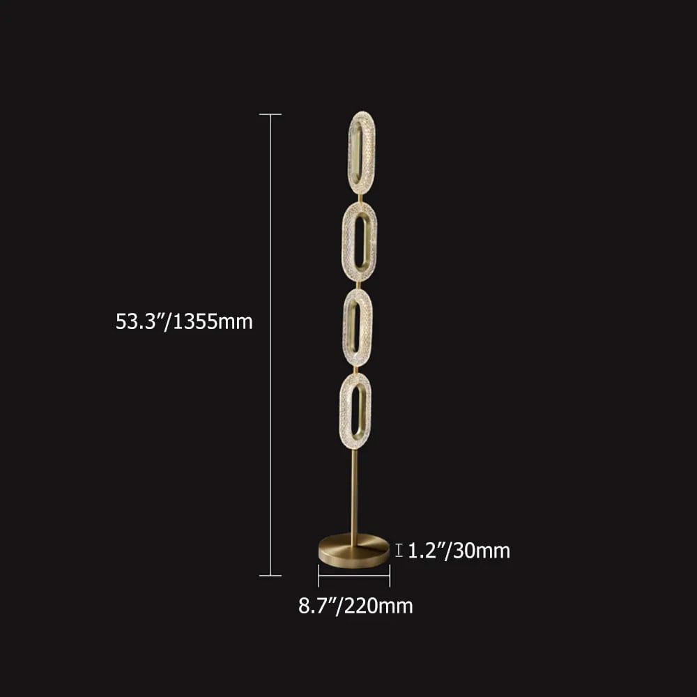 HMR - Ovated Modern Floor Lamp LED Light 4-Light Plug-in Brass Standing Lamp in Gold