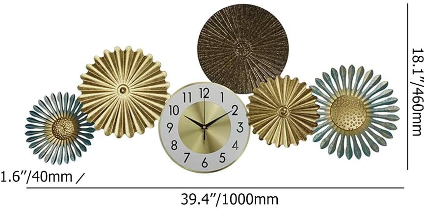 HMR - Modern Multi-Round Flowers Mute Wall Clock in Metal