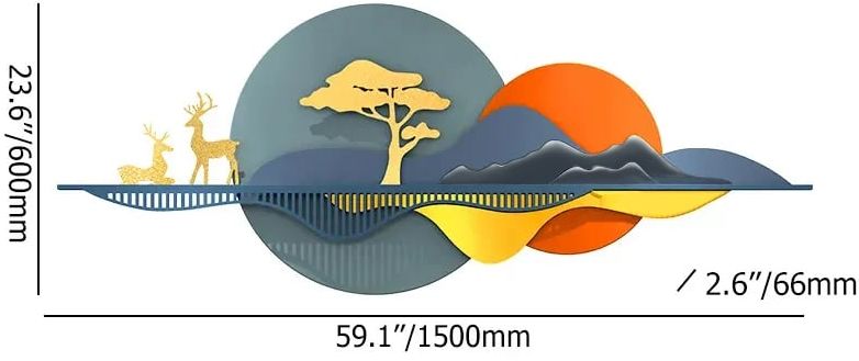 HMR - 59" Modern 3D Unique Metal Nature Landscape Wall Decor Art for Living Room Bedroom