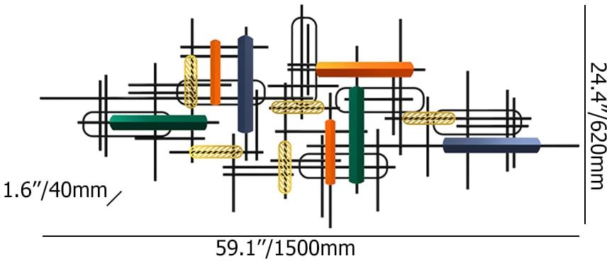 HMR - 59" Modern Large Metal Wall Decor Unique Home Hanging Wall Art Decor in Gold & Black