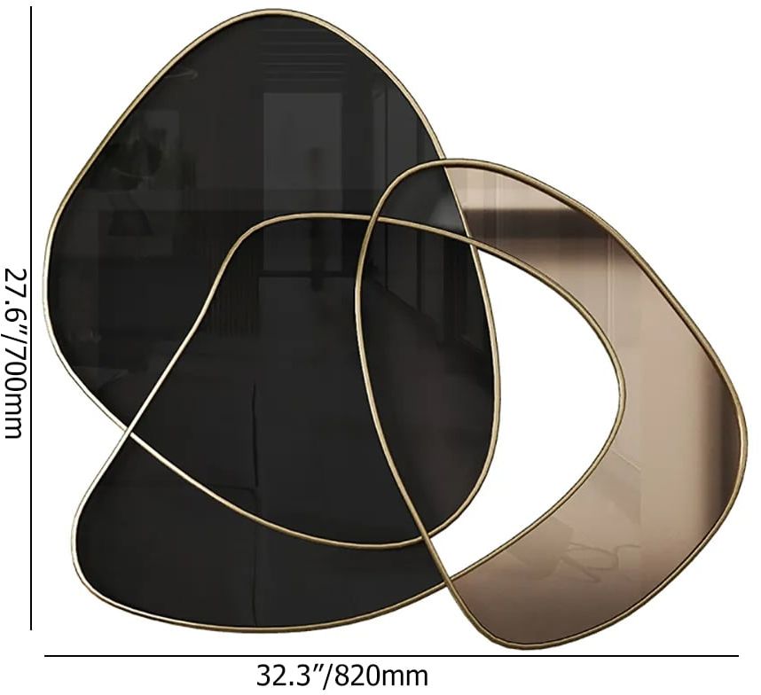 HMR - 31.5" Abstract 3D Metal Big Wall Decor Unique Modern Irregular Home Art in Black & Gold