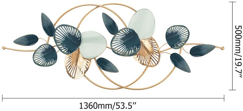 HMR - Minimalist 3D Hollow-out Metal Leaves Wall Decor in 53.5"L x 19.7"H