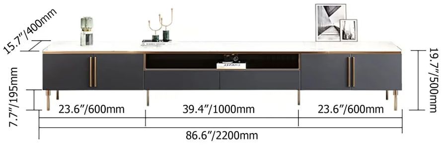 HMR - Mirian TV Stand 4-Door 1 Drawer Media Console in White