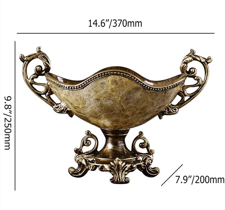 HMR - Shellium Brown Fruit Basket Decorative Bowl Resin & Shell Snack Tray