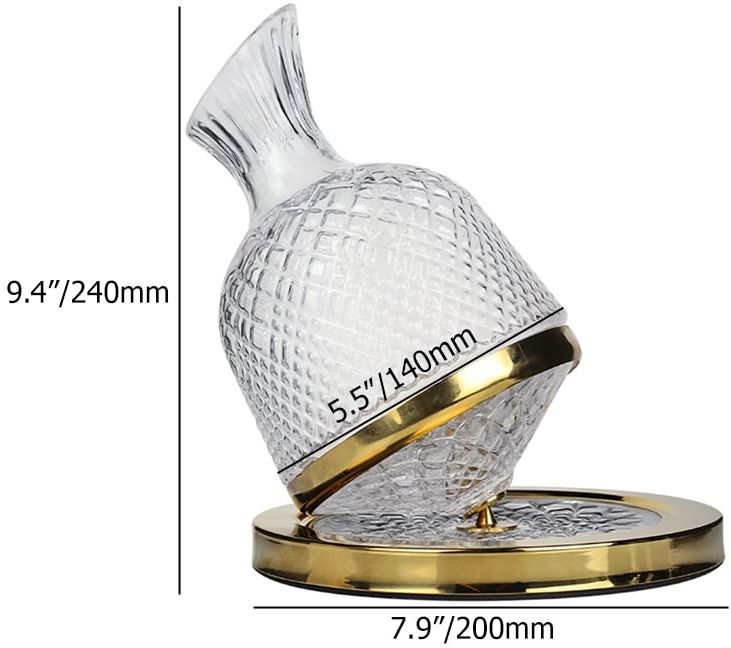 HMR - Luxury Tumbler Wine Decanter 360 Rotating Hand-Carved Diamond Creative Spin Decanter