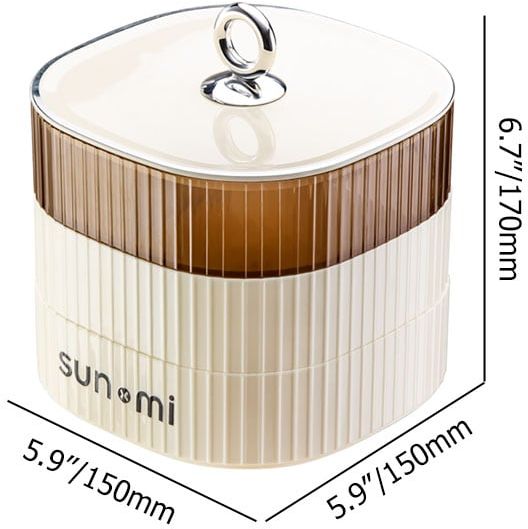 HMR - 3 Tiered Beige Divided Serving Tray with Lid Plastic Decor Food Storage Containers