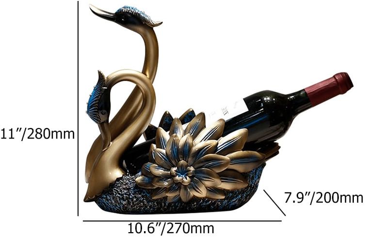 HMR - Resin Swan Statue Wine Bottle Holder Table Top Wine Bottle Rack Countertop Wine Rack