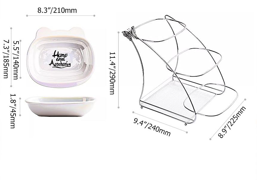 HMR - 3 Tiered White & Silver Fruit Basket Decor Ceramic Snack Tray with Acrylic Storage
