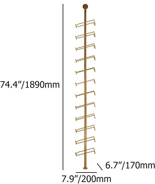 HMR - Industrial Gold Floor Wine Rack Metal 4 Piece 48-Bottle Vertical Tall Wine Rack