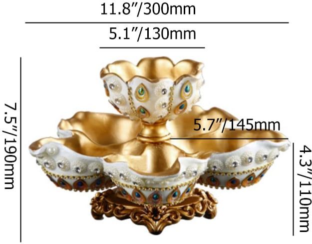 HMR - 2 Tired Dried Fruit Snack Basket Resin Decorative Serving Storage Tray Bowl